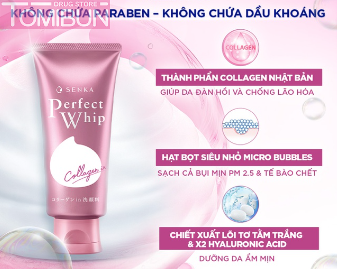 SỮA RỬA MẶT SENKA TẠO BỌT BỔ SUNG COLLAGEN PERFECT WHIP COLLAGEN IN 120G